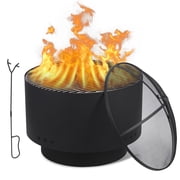 Smokeless Outdoor Fire Pit 26"   Large Log Fire & Multi-Fuel Fireplace with Fireproof Mesh Lid, Cooking Grate, Cover, Portable Bonfire Grill for Backyard, Patio, Camping, BBQ