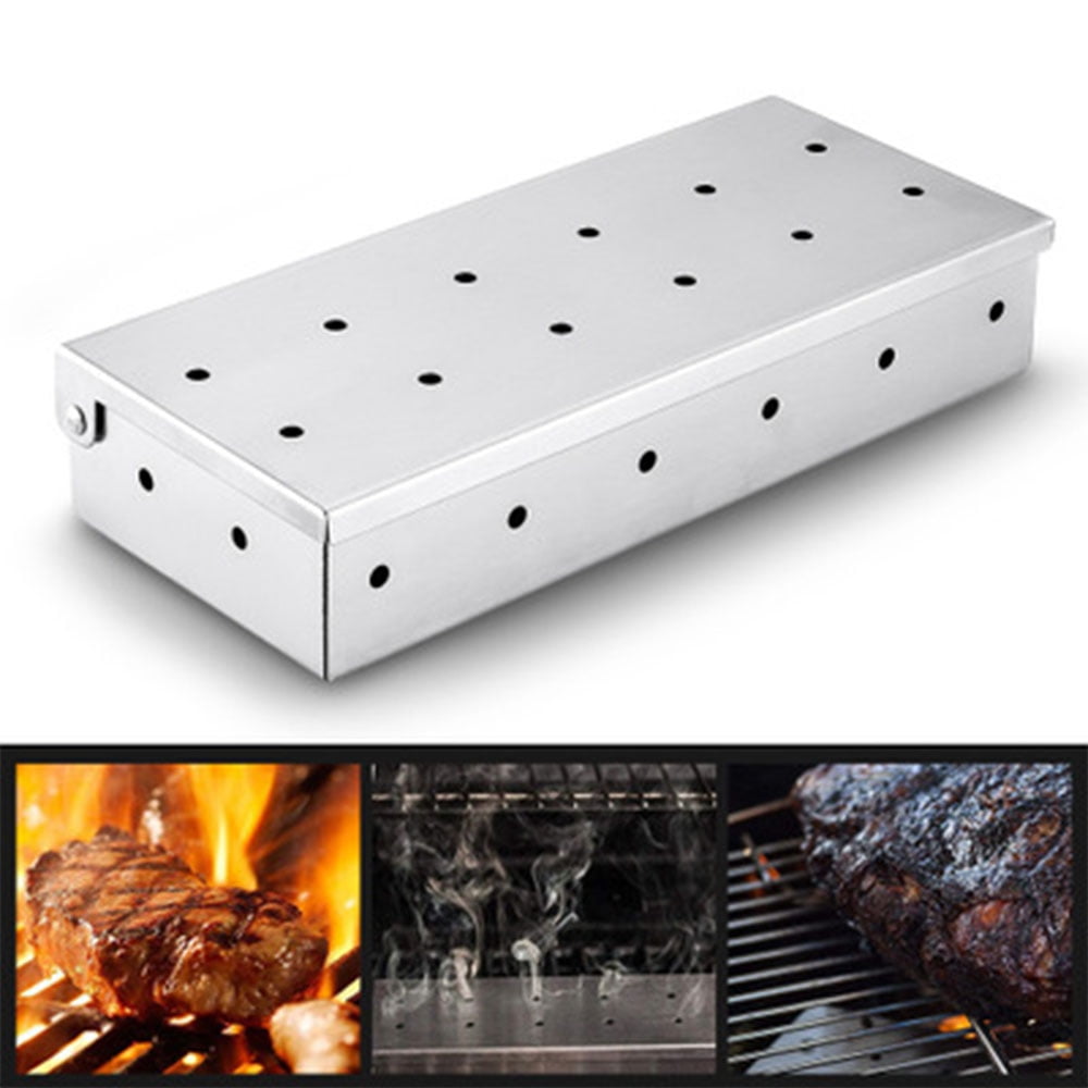 Smoker Box For Gas Grill or Charcoal Grill, Stainless Steel Smoke Box