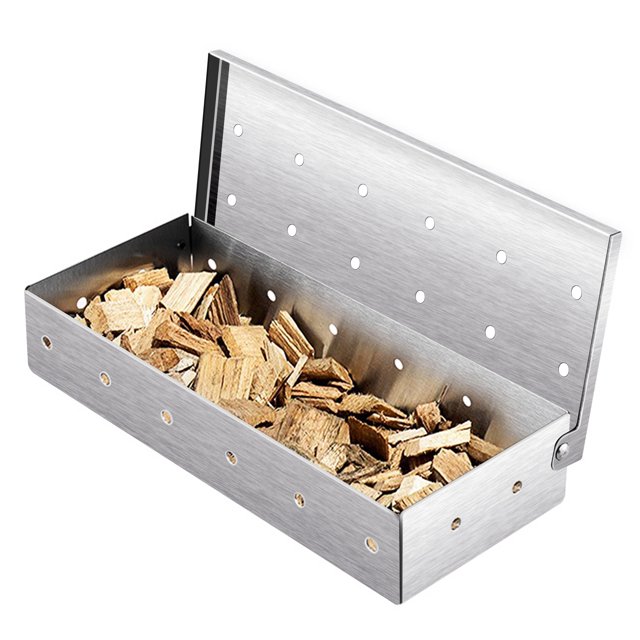 Smoker Box for Grilling, Wood Chip BBQ Smoke Box for Gas or Charcoal GrillEnhance Grilling