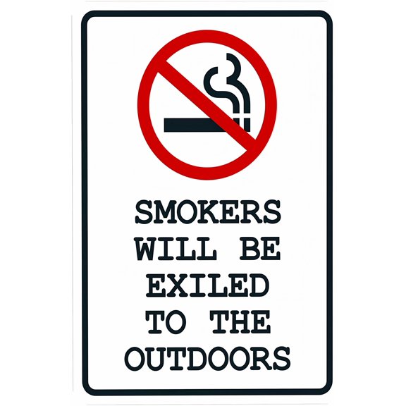Smokers Exiled To Outdoors Sign 8"x12" - Security Safety Metal Vintage Decor for Office Building, Restaurant, Business Home Street Road