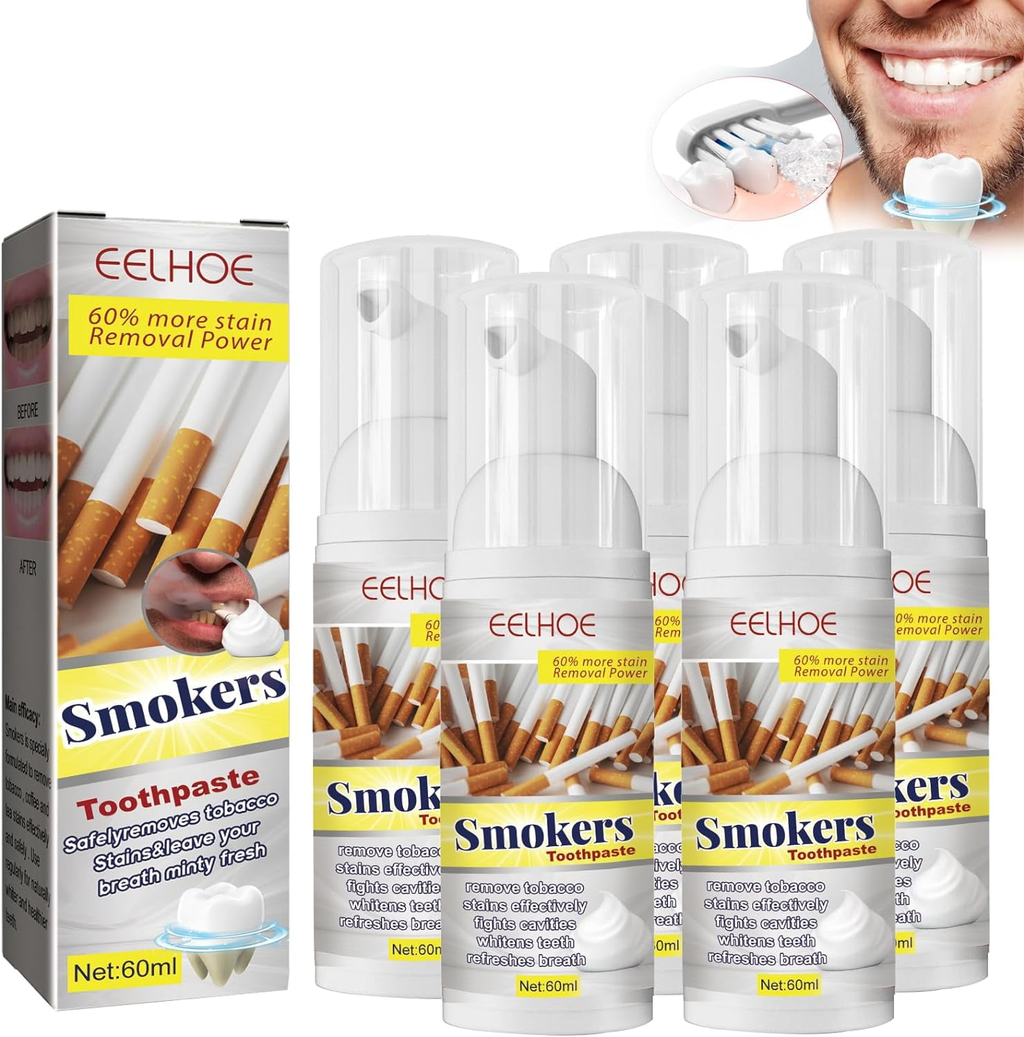 Smokers Toothpaste,Smokers Stain Removal Whitening Gel, Fresh Breath