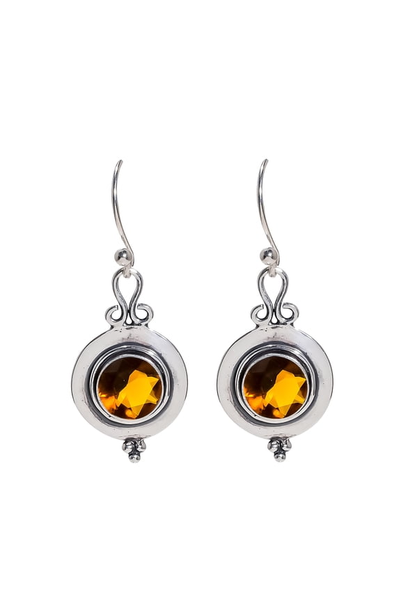 Smokey 925 Sterling Silver Earring V3747, Drop/Dangle Earring, Brown Earring, Round Earring, Gift For Her, Smoky Quartz Earring