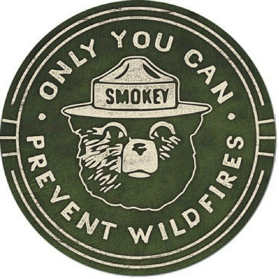 Smokey Bear 12x12 Inch Vintage Retro Round Metal Tin Sign Wall Decor Funny Iron Painting 30cm Diameter