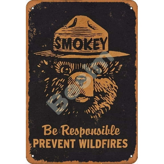 Smokey Bear Prevent Wildfires Classic Vintage Metal Tin Signs for Cafe Pub Kitchen Street Home Retro Wall Decoration