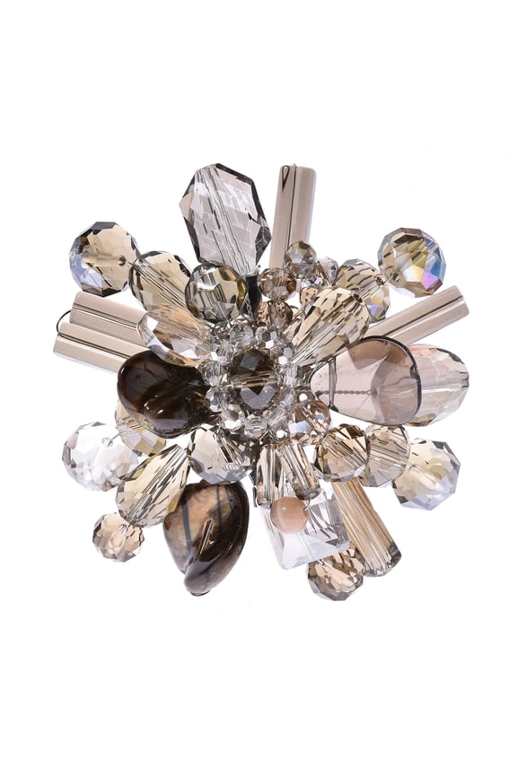 Smokey Blossoming Lotus Glass Floral Pin/Brooch