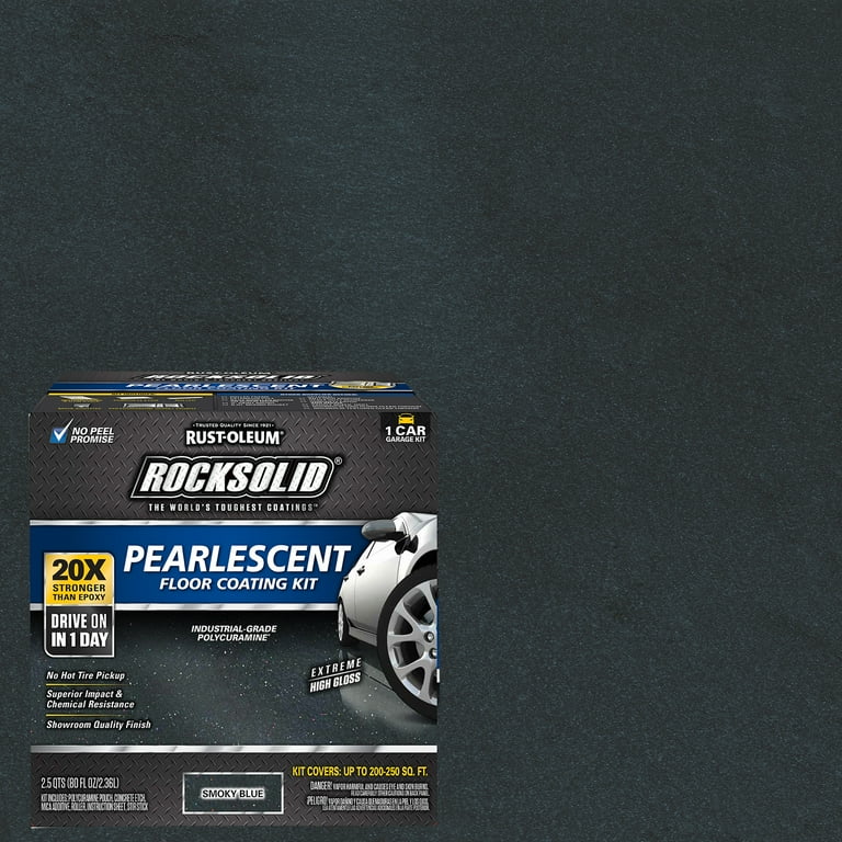 Smokey Blue RockSolid Pearlescent 1 Car Garage Floor Coating Kit 306328 80 oz