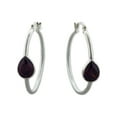 thumbnail image 1 of Smokey CZ Sterling Silver 1-1/2" Hoop Earrings, 1 of 1