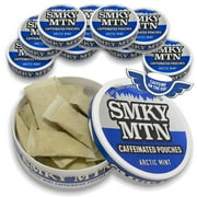 Smokey Mountain Caffeinated Pouches - Arctic Mint - Tobacco Free and Nicotine Free - 10 Can Box - 15 Pouches Per Can