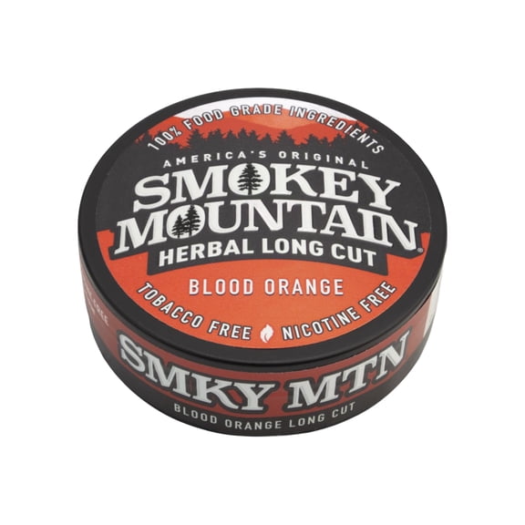 Smokey Mountain Herbal Long Cut Blood Orange - 1 Can - Tobacco Free and Nicotine Free Snuff