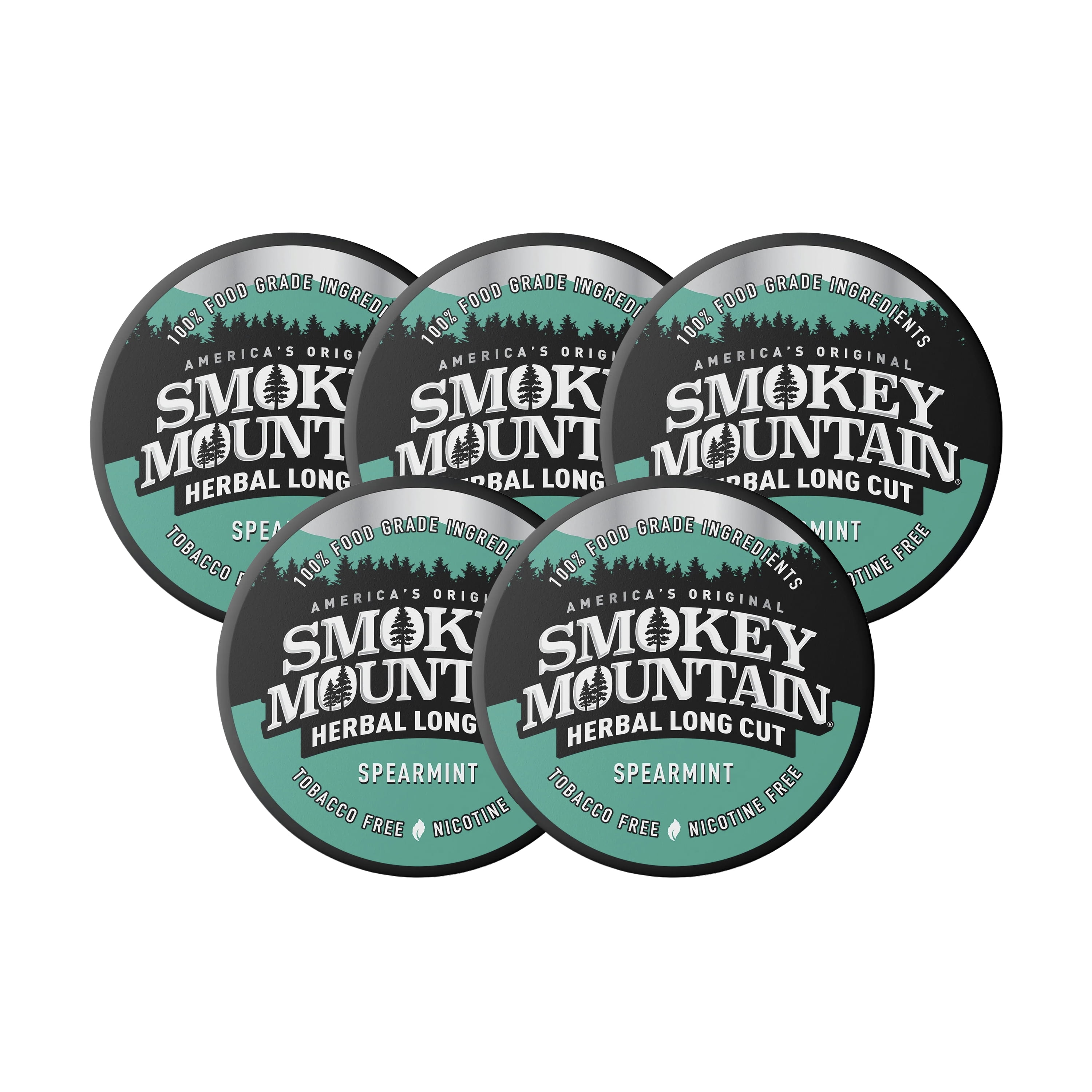 Smokey Mountain Herbal Long Cut – Spearmint – 5 Can Box - Tobacco Free and  Nicotine Free Snuff