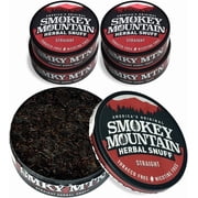Smokey Mountain Herbal Long Cut   Straight   5 Can Box - Tobacco-Free and Nicotine-Free Snuff