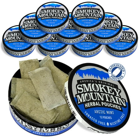 Smokey Mountain Original Pouches - Arctic Mint - Tobacco Free and Nicotine Free - 10 Can Box - 20 Per Can