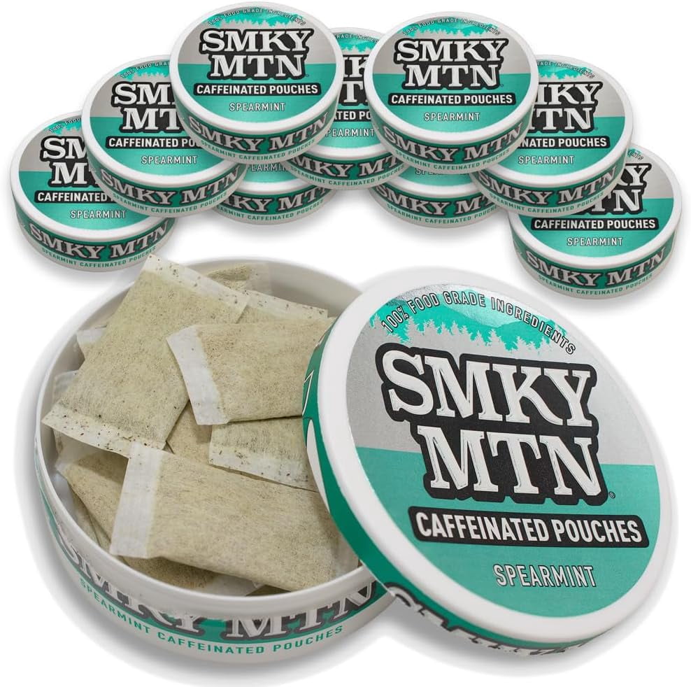 tobacco nicotine free pouches Smokey Mountain Spearmint Pouches - Nicotine-Free, Tobacco-Free Chewing  Alternatives - 10 Cans