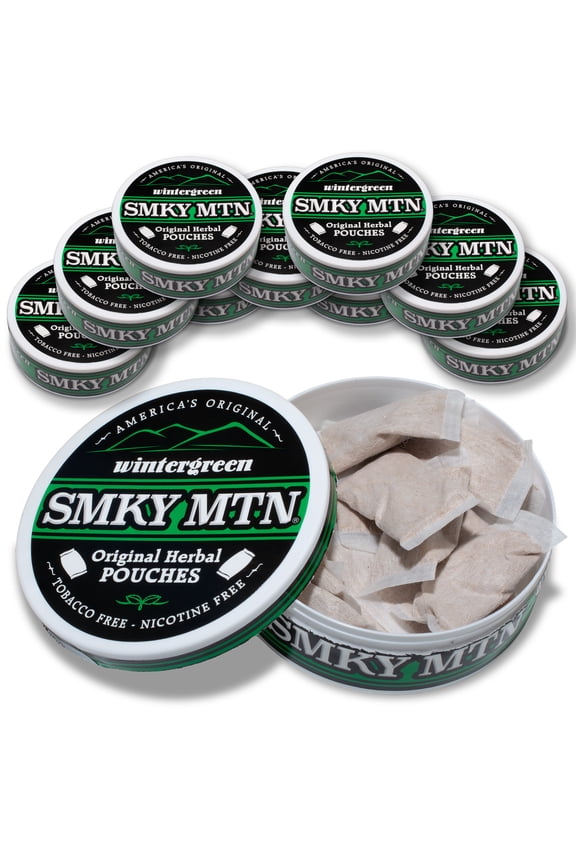 Original Herbal Pouches - Wintergreen - Tobacco Free and Nicotine Free - 10 Can Box - 15 Per Can