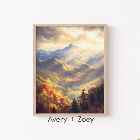 Smokey Mountains Sun Contemporary Nature Landscape Fall Scene Wall Decor Mountain Wall Decor National Parks