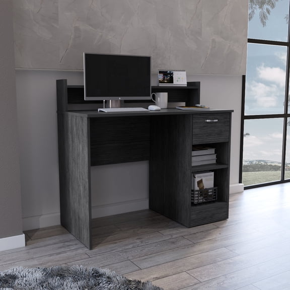 Smokey Oak Appearance, Spacious Surface | Used for Professional Work, Creative Projects | Storage Shelves Eliminate Clutter