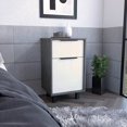 thumbnail image 1 of Smokey Oak/White 27” H Nightstand with Drawer & Cabinet Storage, 1 of 6