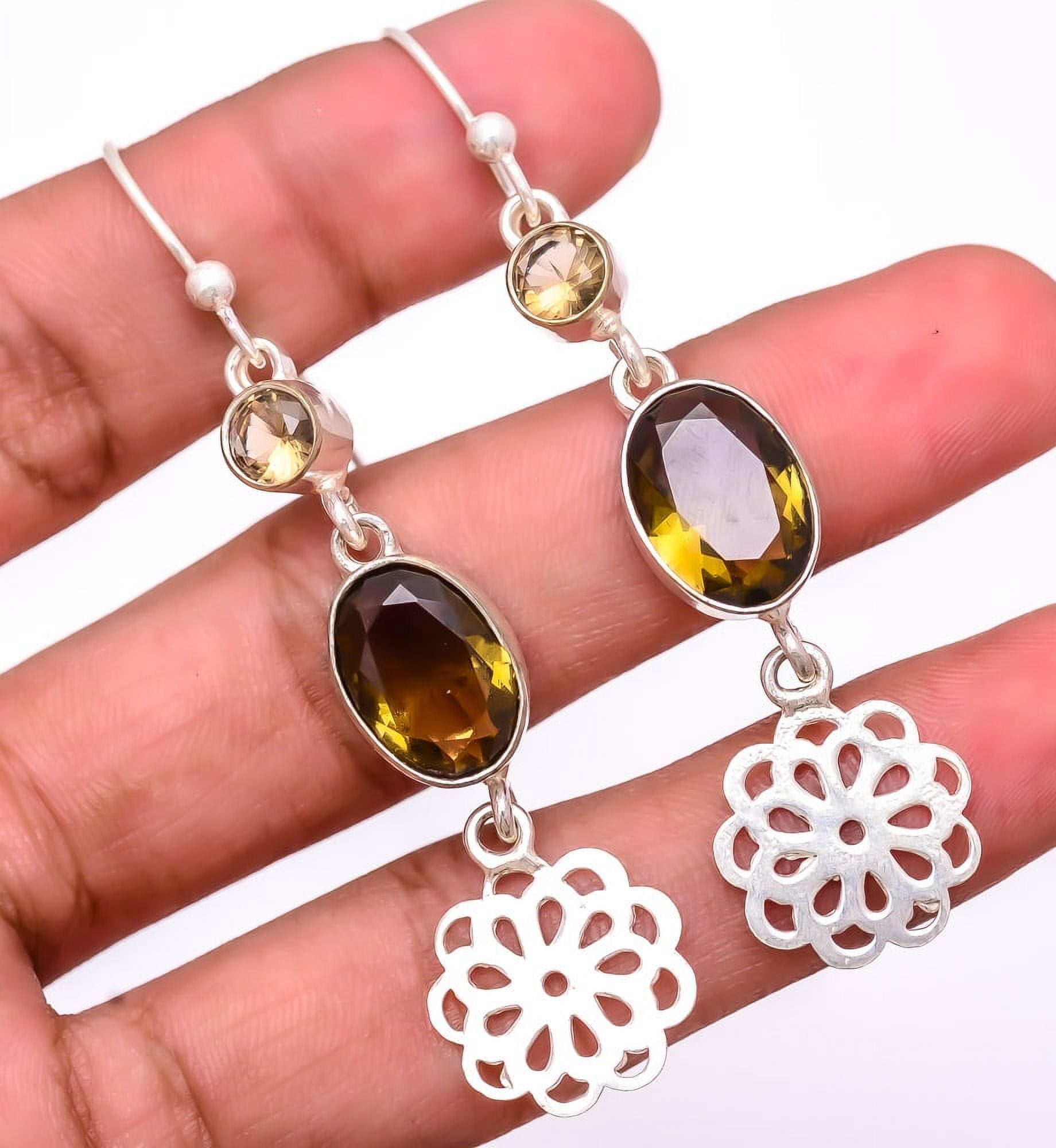 ZAM GEMS Smokey Quartz 925 Sterling Silver Earring 2.6", Quartz Earring, Drop Dangle Earring, Brown Earring, Gift for her, Elegant Earring, Gemstone Earring