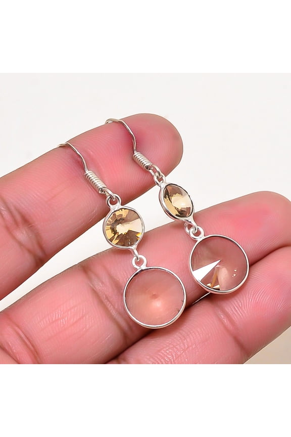 Smokey Quartz Gemstone 925 Sterling Silver Handmade Earring 1.76" E83
