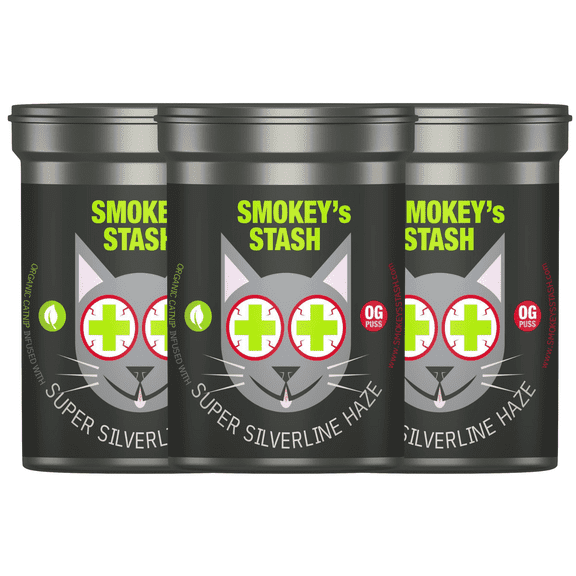 Smokey's Stash Silvervine Haze Potent Catnip and Silver Vine Blend for Cats 3 pack