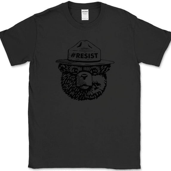 Smokey the Bear Resist T-Shirt Funny Classic Forest Fires Humor Novelty Tee - Black, S