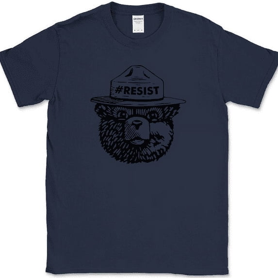 Smokey the Bear Resist T-Shirt Funny Classic Forest Fires Humor Novelty Tee - Navy, 2XL