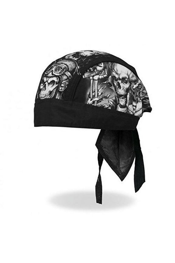 Smokin' Five Skulls Artwork Skull Cap Bandana - Microfiber Cloth Head Wrap