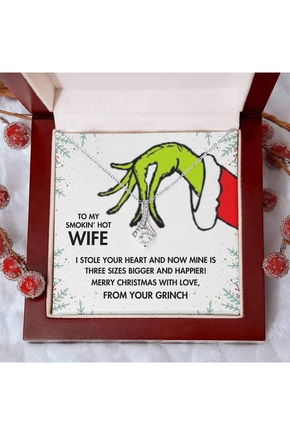 My Smokin' Hot Wife, Message Card Necklace, Alluring Beauty Necklace, My Wife Message Card Necklace for Wife, Necklace for Wife from Husband on Christmas