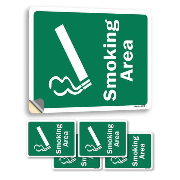 Smoking Area OSHA Vinyl Decal Label 10 Inch x 7 Inch - 5 Pack