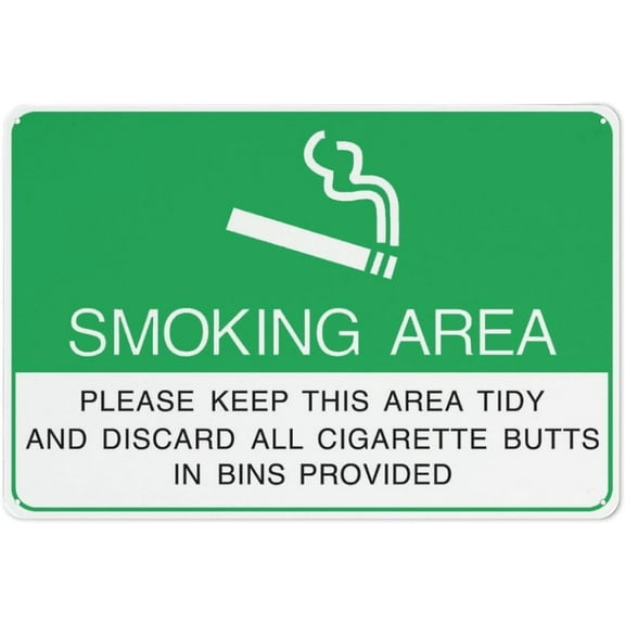Smoking Area Please Keep This Are Tidy Discard All Cigarette Butts Sign Warning Tin Sign Home Kitchen Farm Garden Garage Wall Decor 12X8Inch