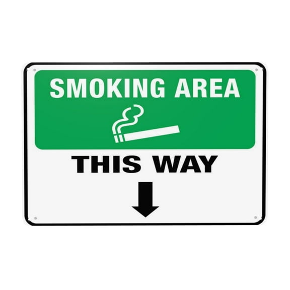 Smoking Area This Way Down Arrow Tin Sign Warning Metal Sign Vintage Sign Wall Decor for Home Farm Bar Coffee Shop Club Decoration 8x12 Inch