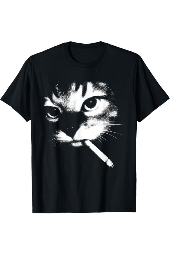 Smoking Cat Meme Funny Cigarette Kitty Gen Z T-Shirt- Classic Unisex 100% Cotton Crew Neck T-Shirt Breathable Casual Everyday Wear Affordable Graphic Free shipping t shirts