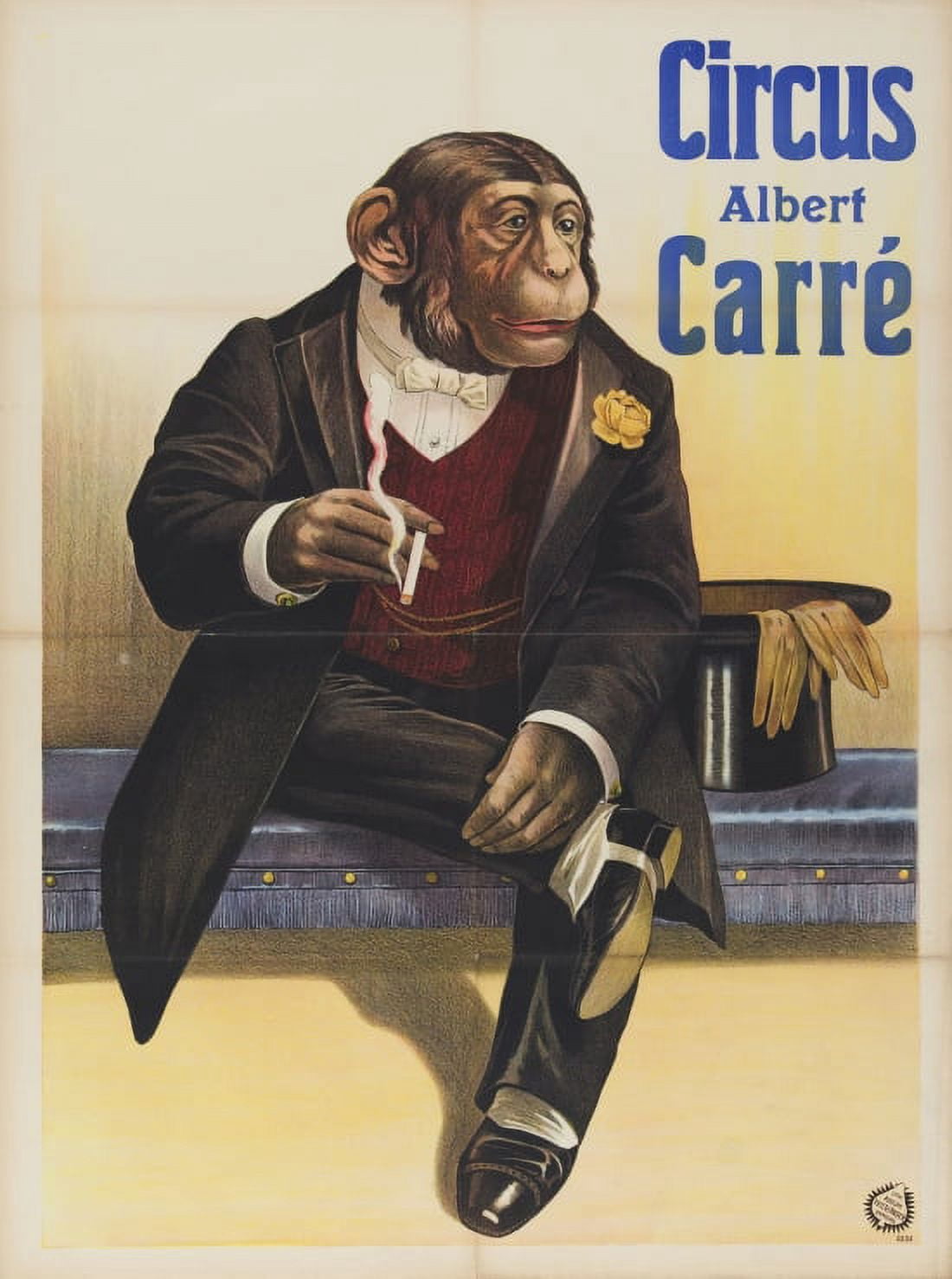 Smoking Chimpanzee Circus Albert Carre Canvas Art - (36 x 54)