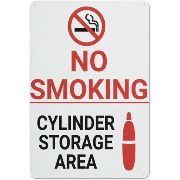 No Smoking Cylinder Storage Area With Icons Sign 8"x12" Rust Free Aluminum - UV Printed Outdoor Yard Sign for Home Business Driveway Alert, Cylinder Smoking Sign