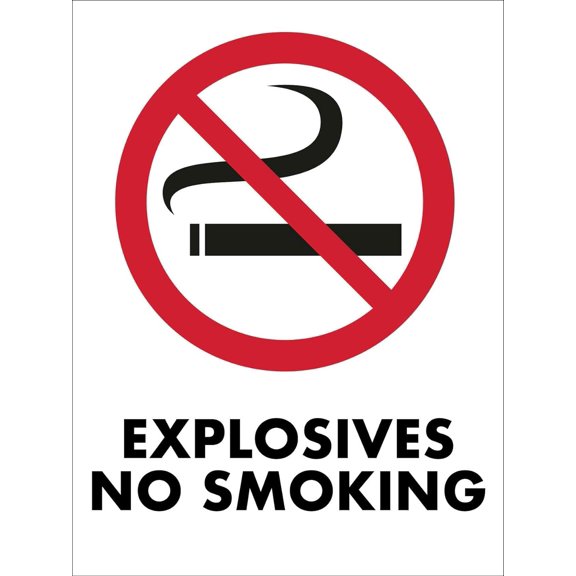 No Smoking Explosives Fire Safety Metal Tin Sign 8"x12", Durable Fire-Resistant, For Industrial Facility Warehouse Indoor Outdoor Explosion Prevention