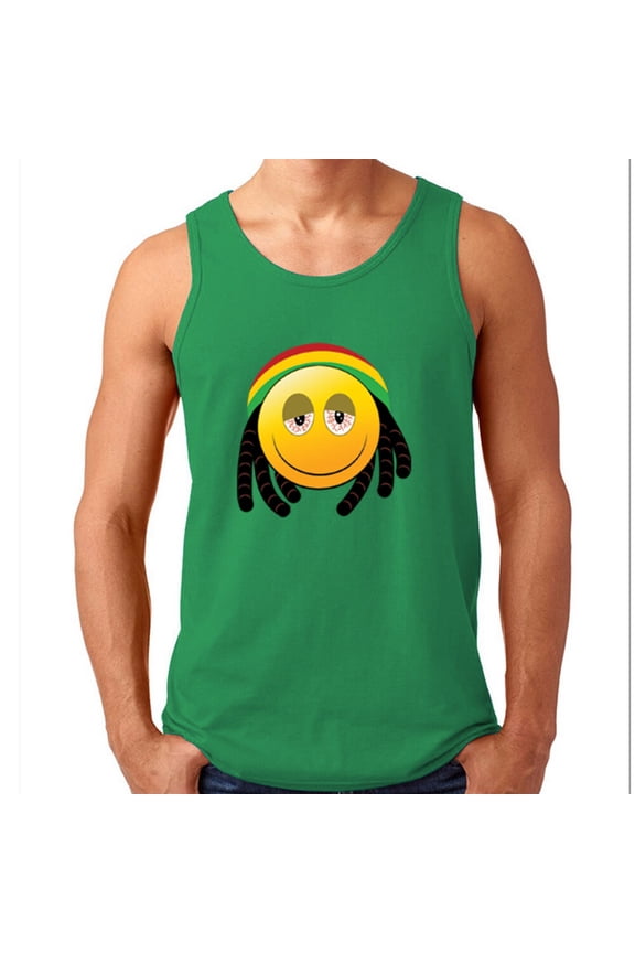 Smoking Funny Emoji Print DesignTank Top Mens Outfit Color Green Small