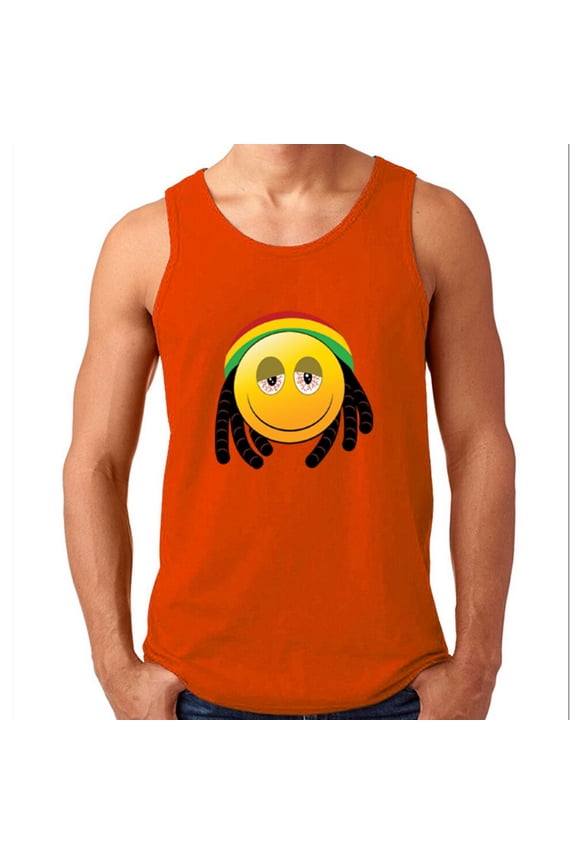 Smoking Funny Emoji Print DesignTank Top Mens Outfit Color Orange Medium