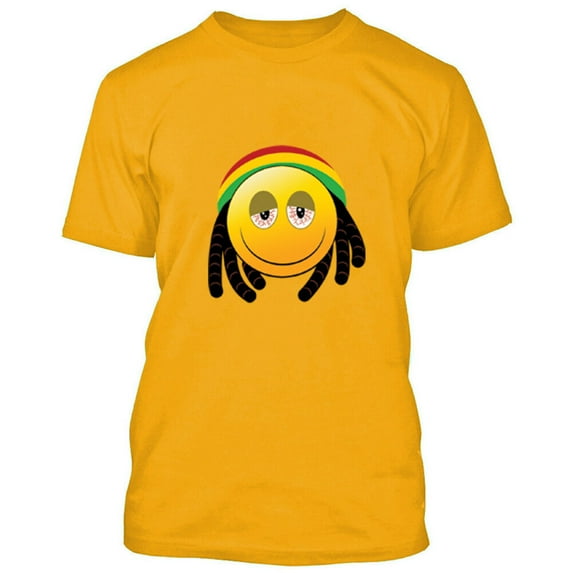 Smoking Funny Emoji Printed Funny T-Shirt Mens Outfit Color Gold Tee 3X-Large