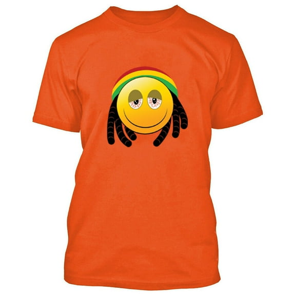 Smoking Funny Emoji Printed Funny T-Shirt Mens Outfit Color Orange Tee 3X-Large