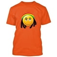 thumbnail image 1 of Smoking Funny Emoji Printed Funny T-Shirt Mens Outfit Color Orange Tee Small, 1 of 2
