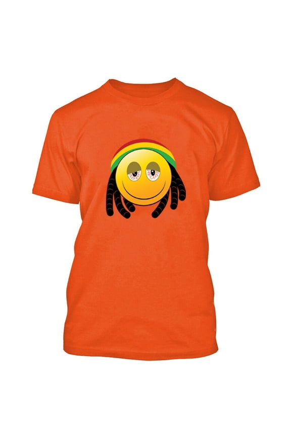 Smoking Funny Emoji Printed Funny T-Shirt Mens Outfit Color Orange Tee Small