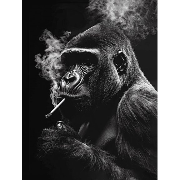 Smoking Gorilla Portrait Decorative Painting/Canvas Art Suitable for Living Room Bedroom Office Hotel Bar Study Room Coffee Shop Gorilla Portrait Canvas Painting Decoration.