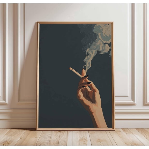 Smoking Hand Dark Pop Art Cigarette Edgy Minimalist Decor Moody Femme Illustration Modern Bold Artwork, Unframed Poster