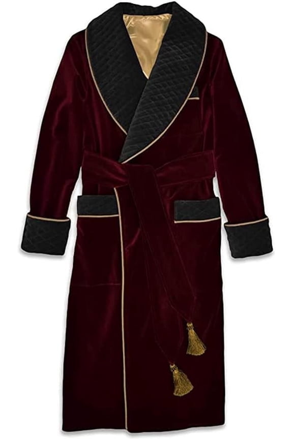 Smoking Jacket,Luxury Velvet Dark Marron Hosting Party Wear Dinner,Christmas Smoking Jacket 