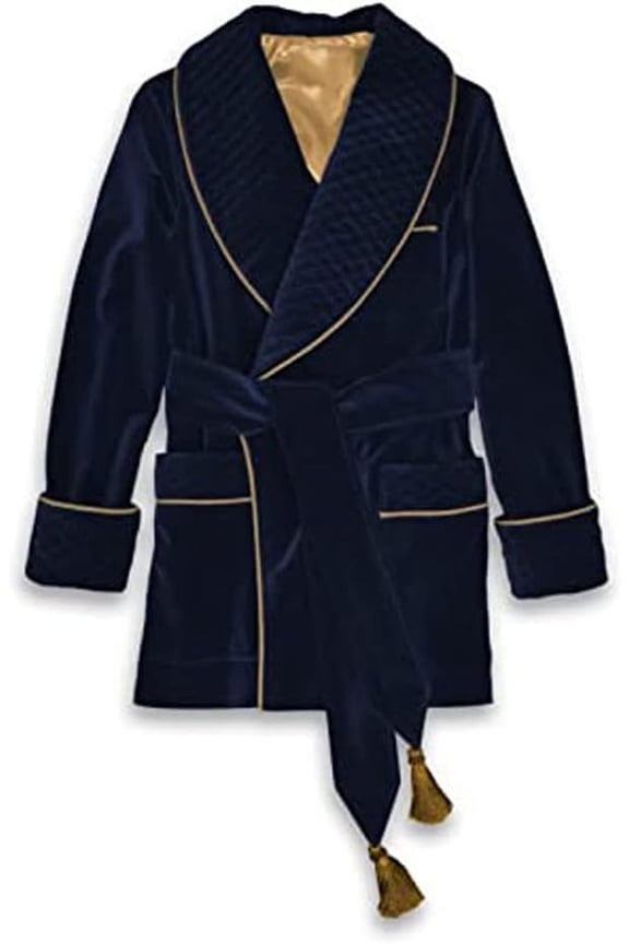 Smoking Jacket,Luxury Velvet Navy Blue Hosting Party Wear Dinner,Christmas Smoking Jacket for Men