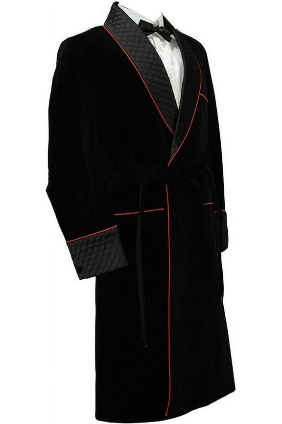 Smoking Jacket,Men Double Breasted Luxury Velvet Black Cigar Robe for Dinner Party Wear Jacket 