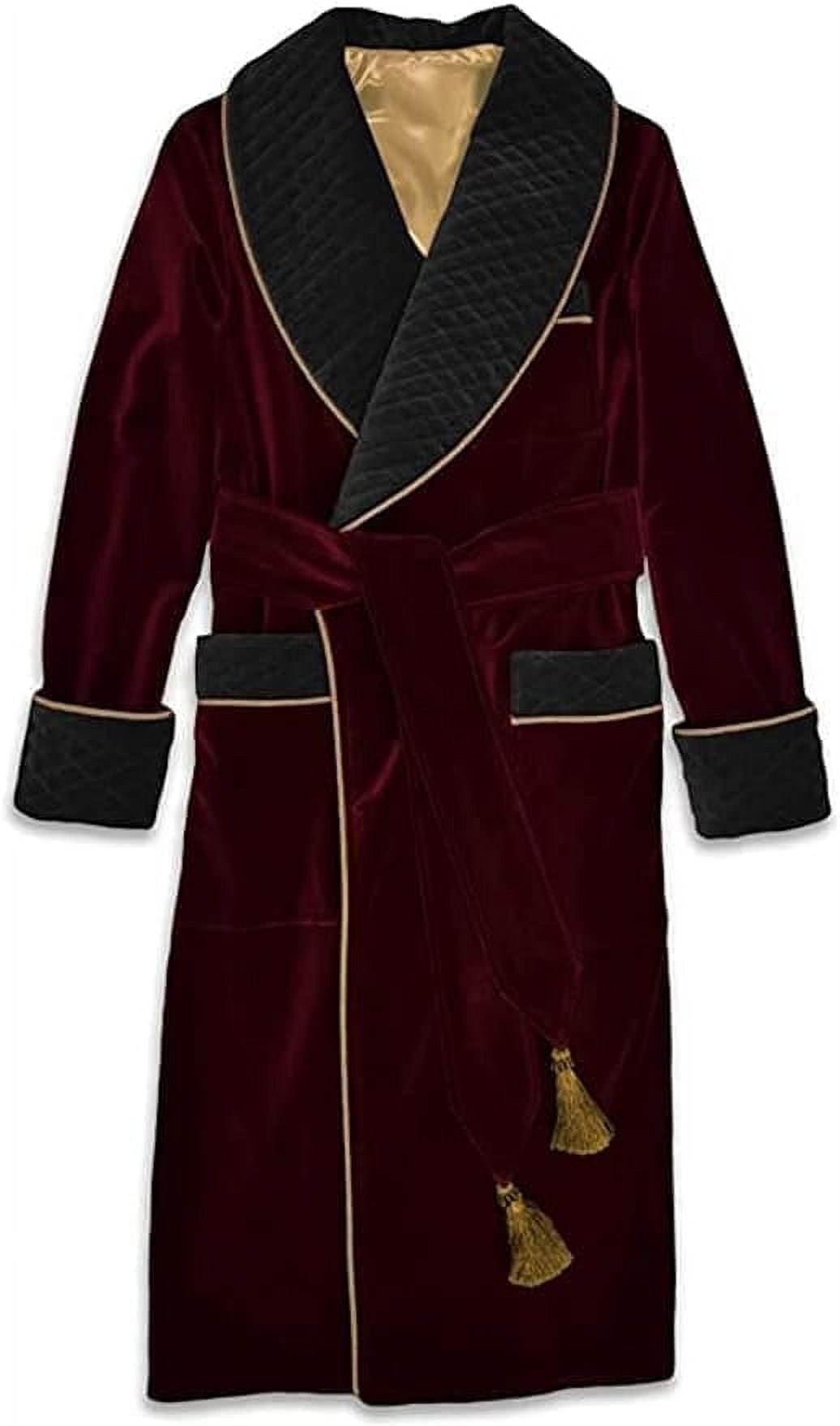 Smoking Jacket Red Long Velvet Gown for Men English Vintage Gentleman ...