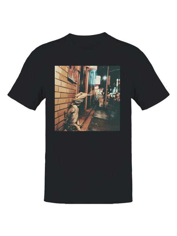 Smoking Lizard Urban Nightlife Men's Black T-shirt