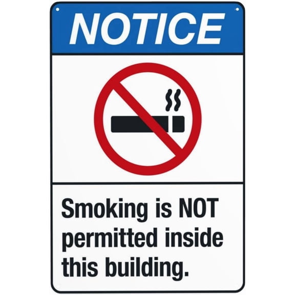 Smoking Not Permitted Inside Building Sign, Retro Metal Street Plaque For Business Spaces, Building Smoking Prohibition Sign, 8x12 Inch