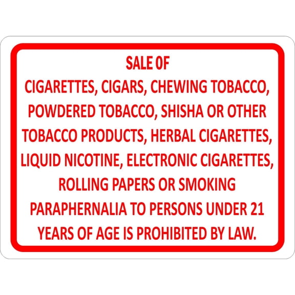 Smoking Product Sales Regulations Sign